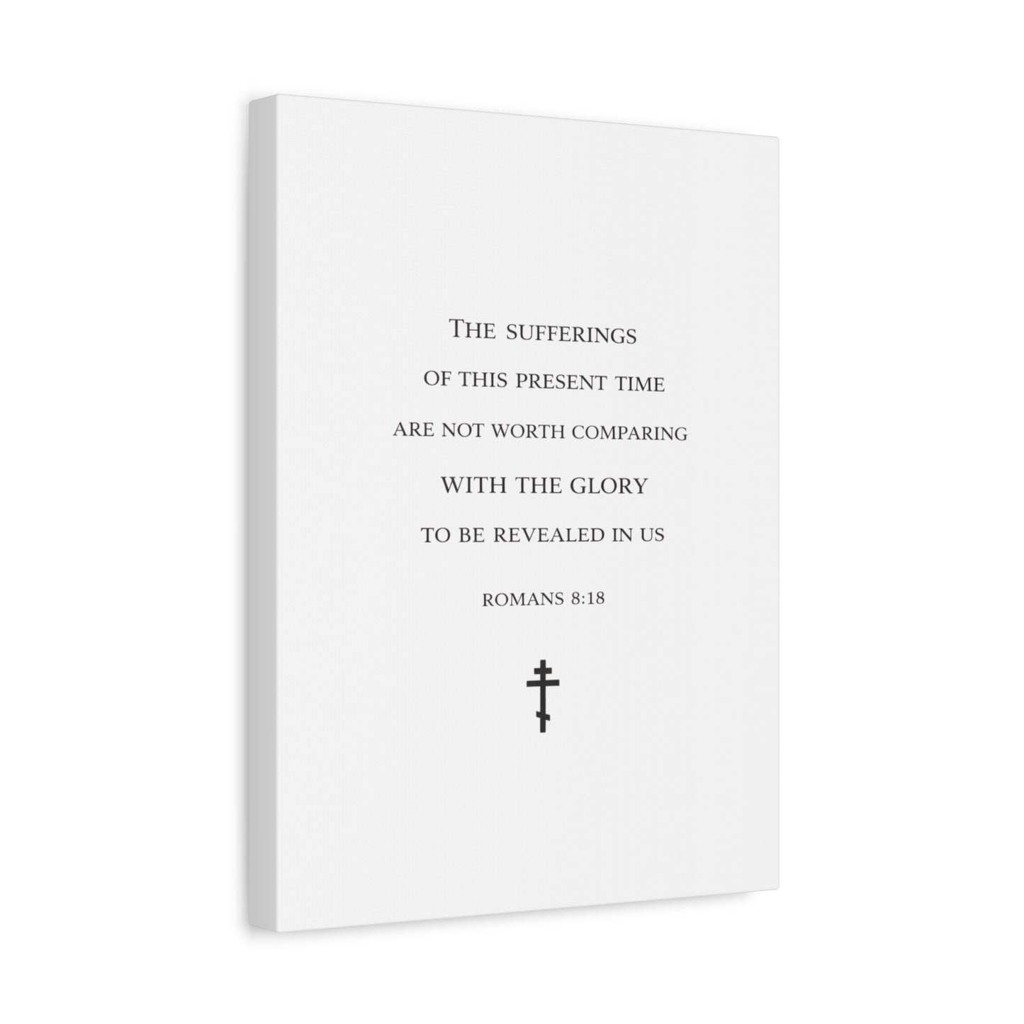 Canvas Wall Art — Romans 8:18 Scripture Quote with Cross