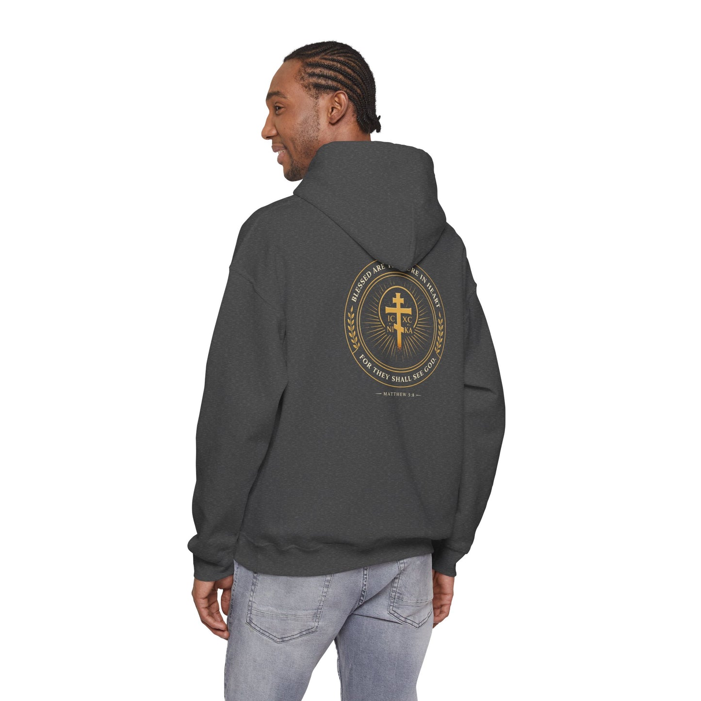 Faith Cross Hoodie — Gold Christian Crest Pullover
