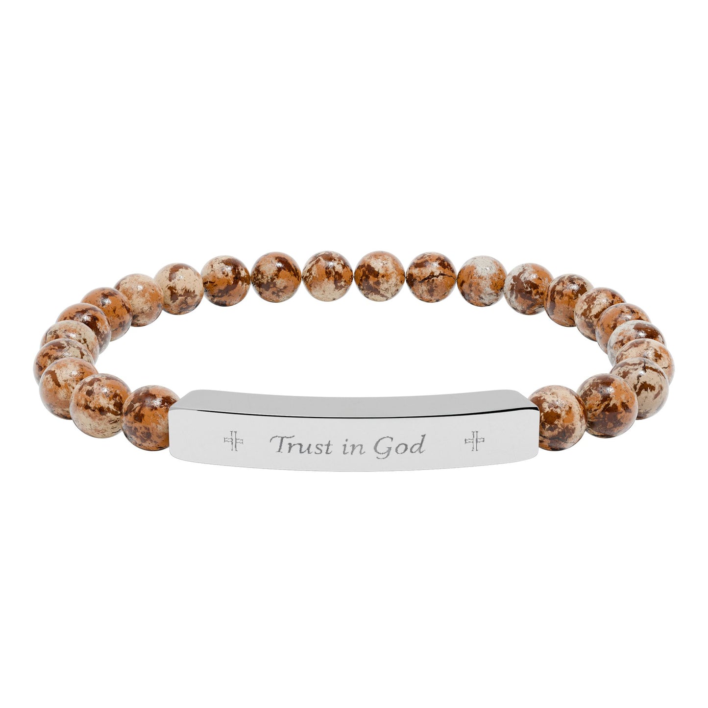Engraved Natural Stone Bar Bracelet – Personalized Stretch Beaded Bracelet