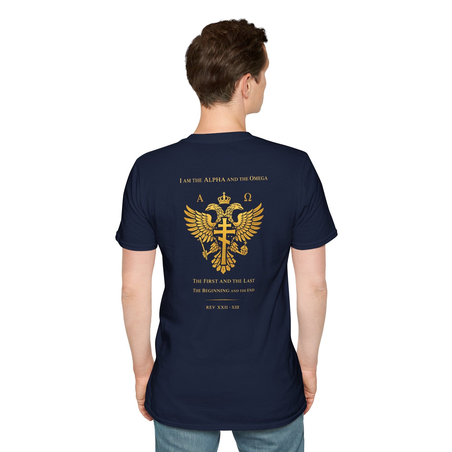 Christian Cross Wings T-Shirt — Gold Faith Graphic Tee
