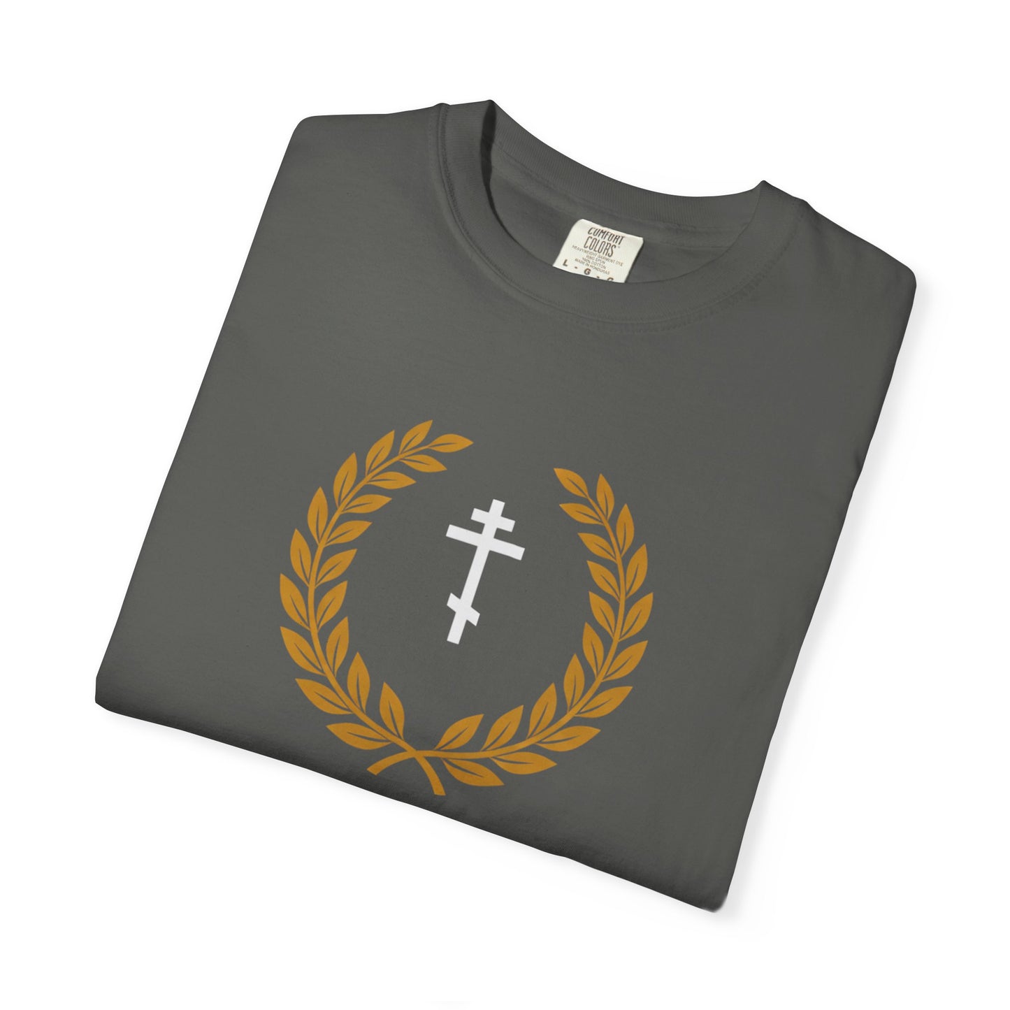 Christian T-Shirt — "I Can Do All Things Through Christ" Philippians 4:13 Cross Laurel Design