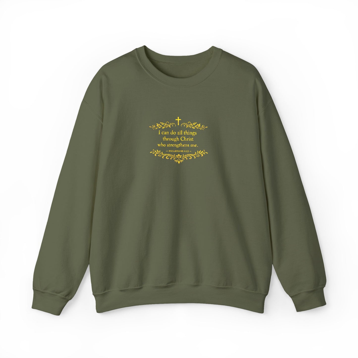 Cozy Floral Script Crewneck Sweatshirt — "Don't Worry Be Happy" Chest Design
