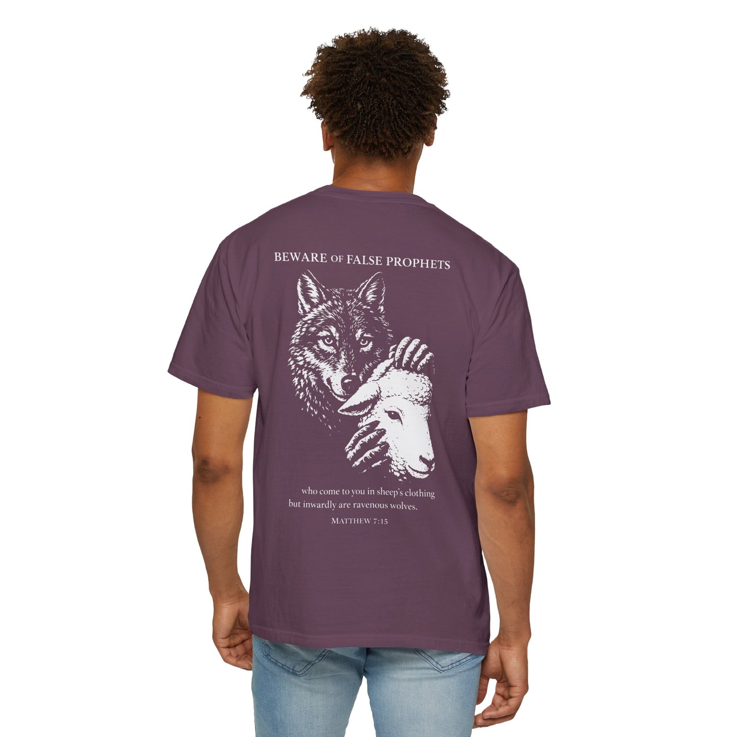 Christian 'Beware of False Prophets' Graphic T-Shirt — Wolf in Sheep's Clothing Bible Verse Tee
