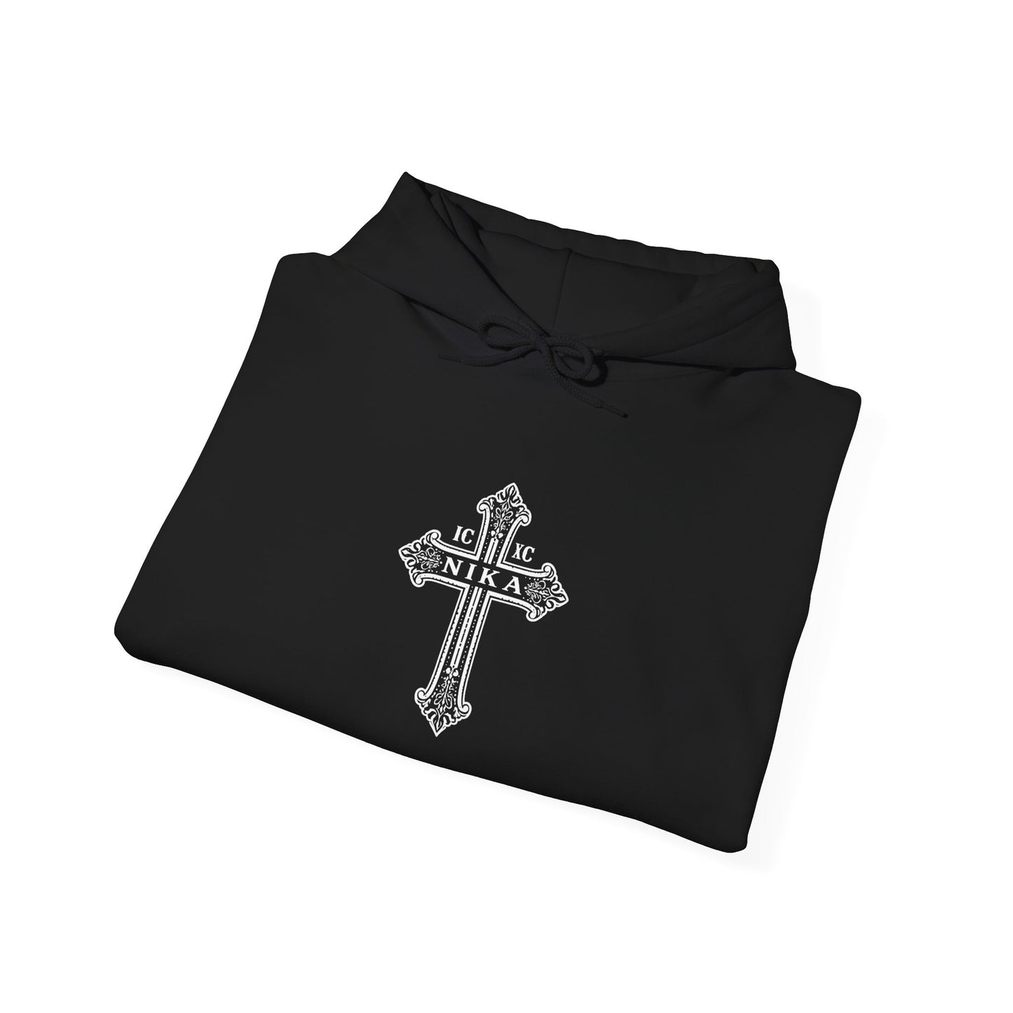 Christian Cross Hoodie — "I Am The Way" Scripture Back Print