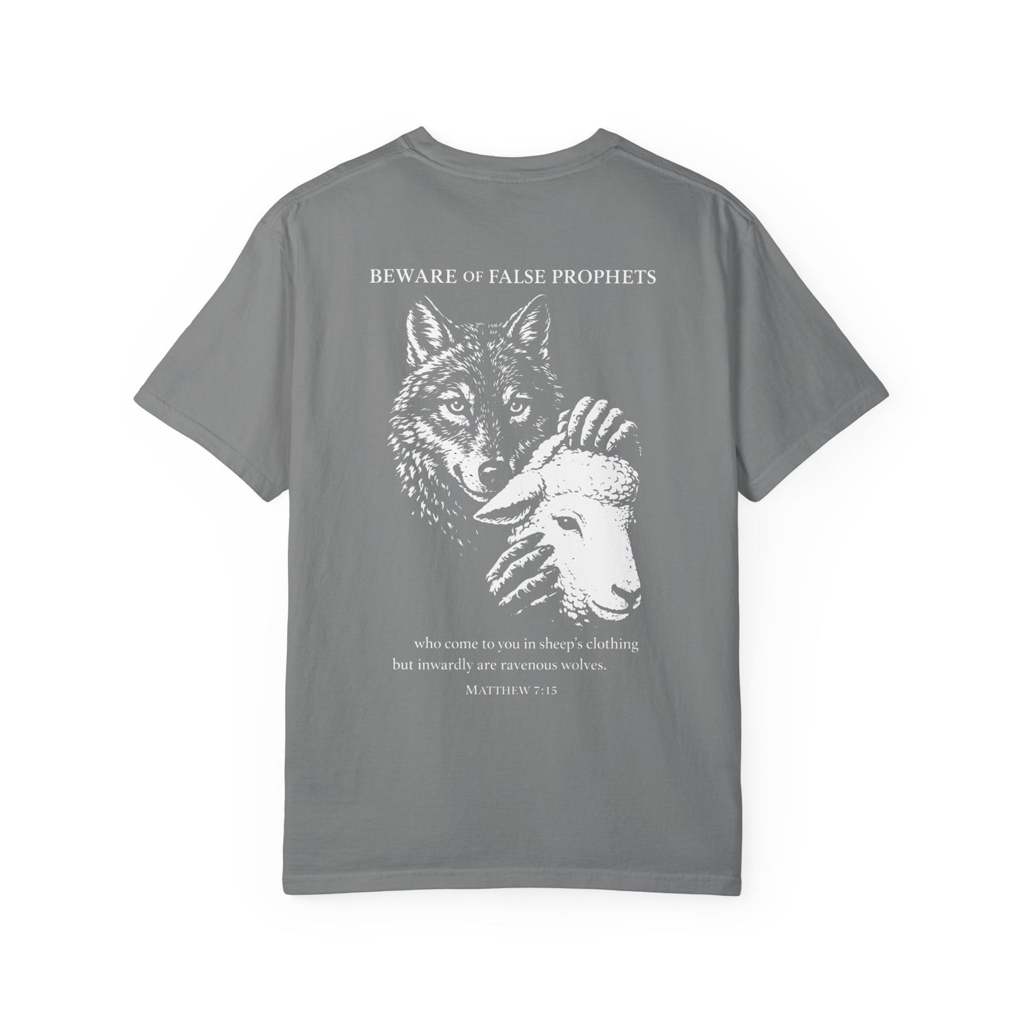 Christian 'Beware of False Prophets' Graphic T-Shirt — Wolf in Sheep's Clothing Bible Verse Tee