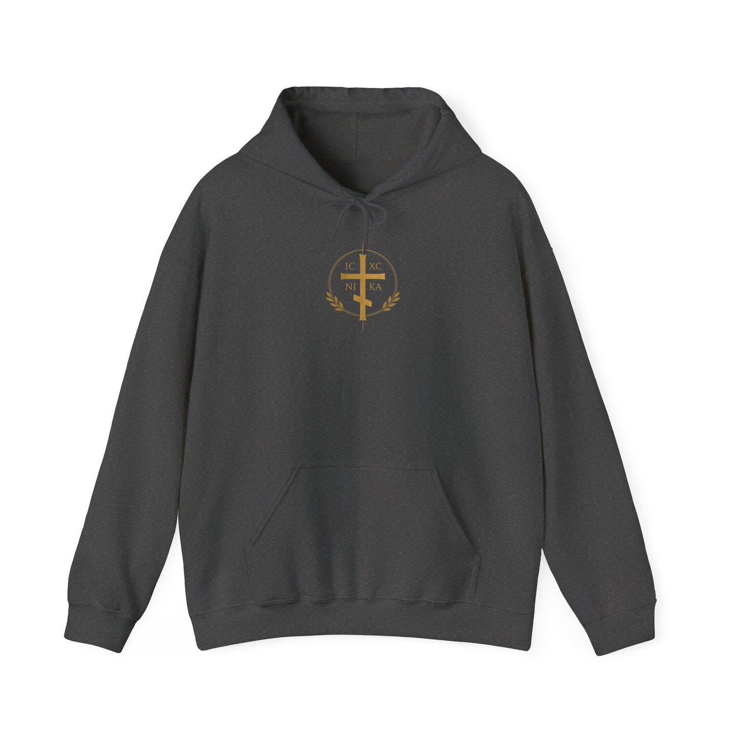 Faith Cross Hoodie — Gold Christian Crest Pullover