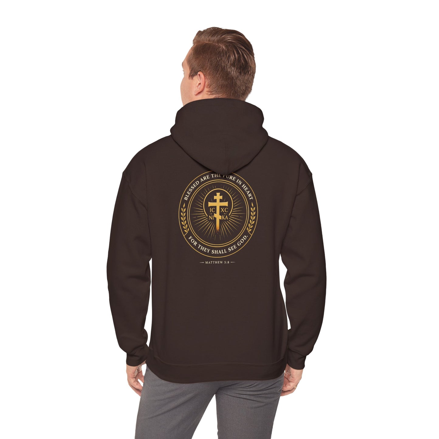 Faith Cross Hoodie — Gold Christian Crest Pullover