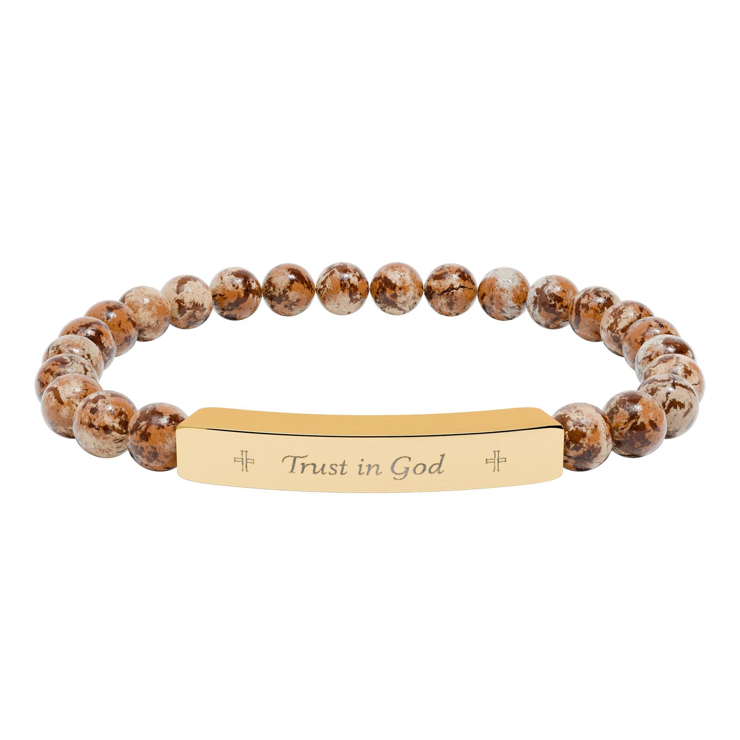 Engraved Natural Stone Bar Bracelet – Personalized Stretch Beaded Bracelet