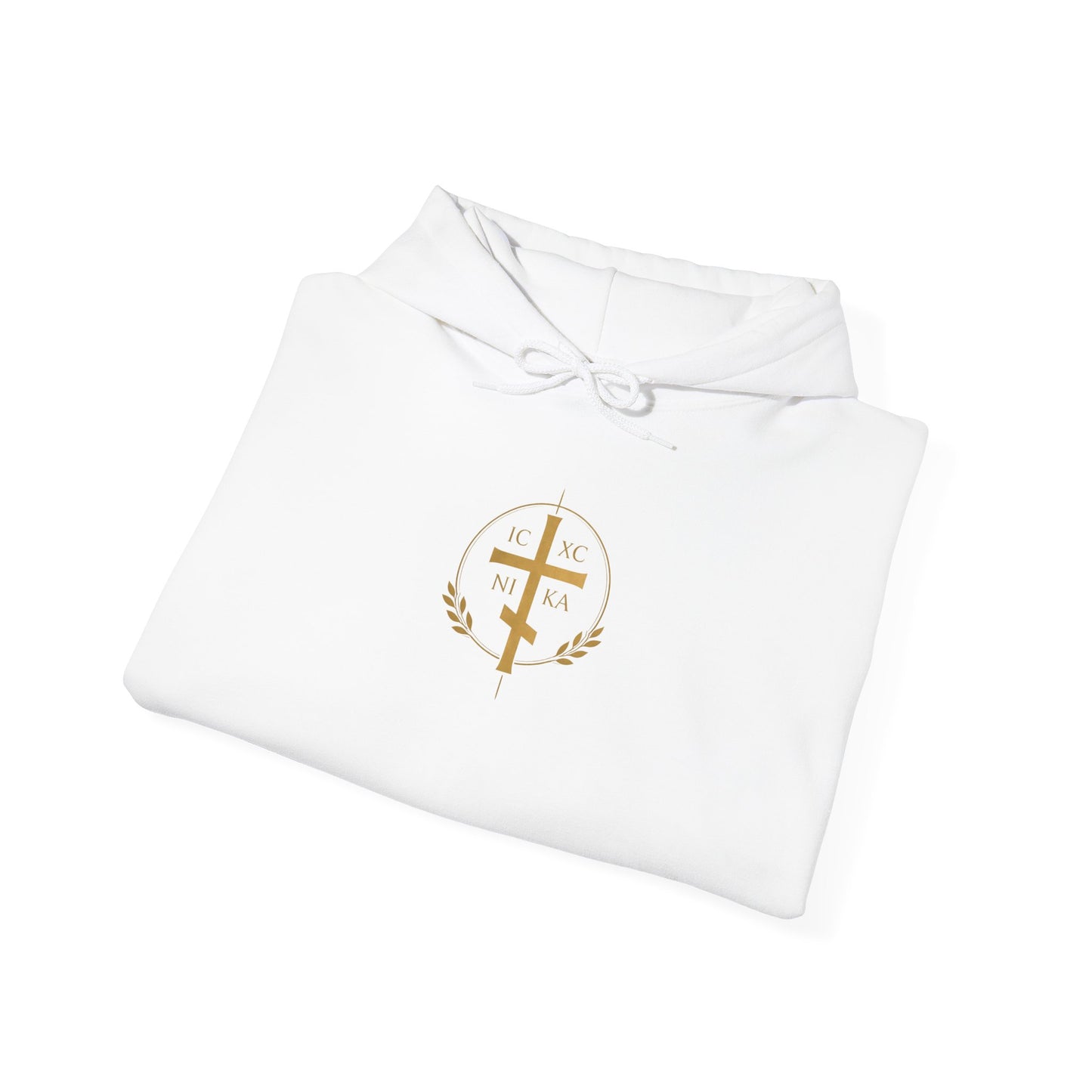 Faith Cross Hoodie — Gold Christian Crest Pullover