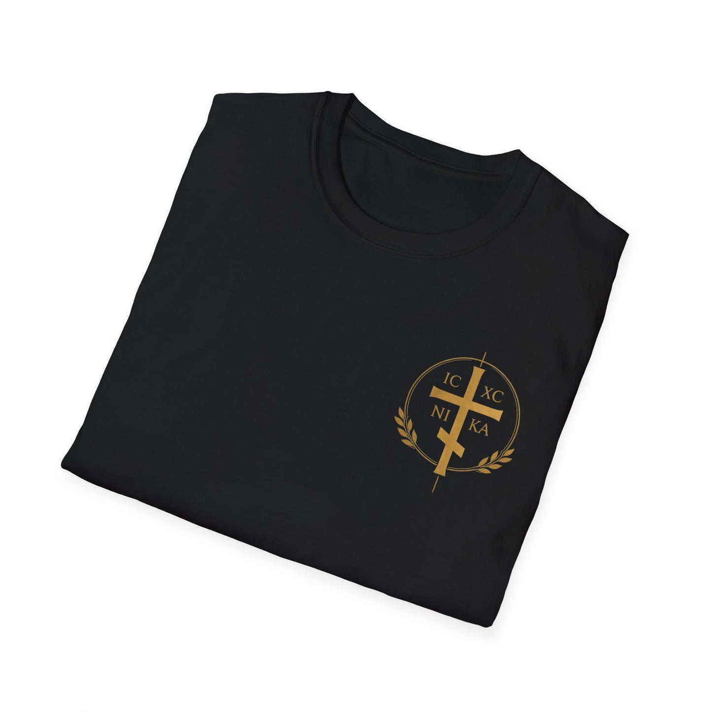 Christian Stained Glass Cross T-Shirt — "I Am the Alpha and the Omega"