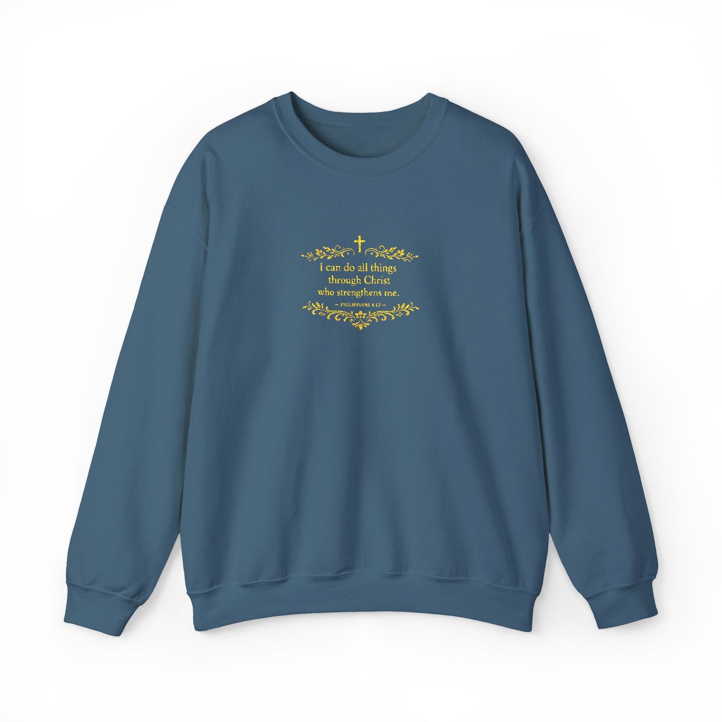Cozy Floral Script Crewneck Sweatshirt — "Don't Worry Be Happy" Chest Design