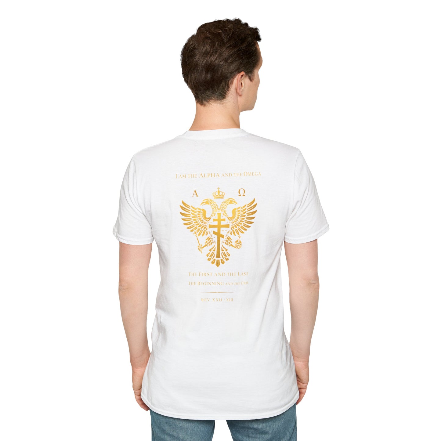 Christian Cross Wings T-Shirt — Gold Faith Graphic Tee