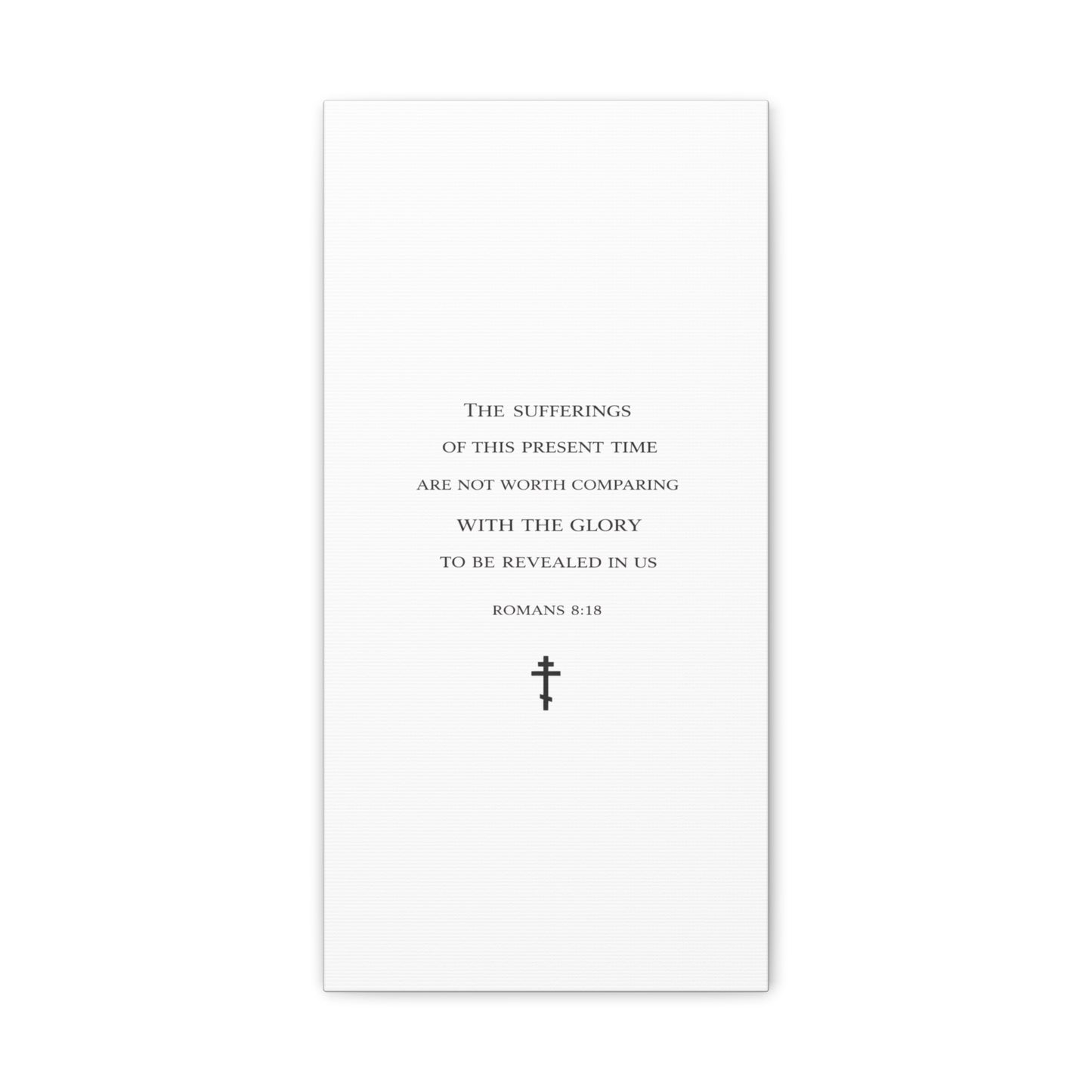 Canvas Wall Art — Romans 8:18 Scripture Quote with Cross