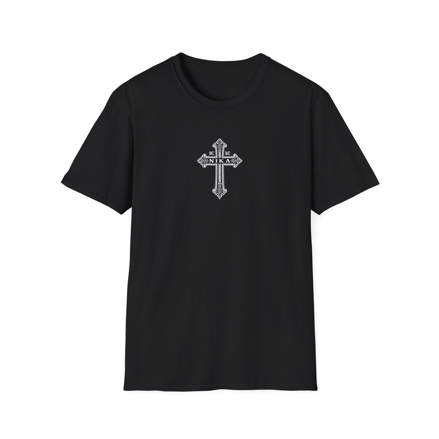 Christian Cross T-Shirt — Isaiah 41:10 Faith Prayer Tee (Front Small Cross, Back Scripture Emblem)