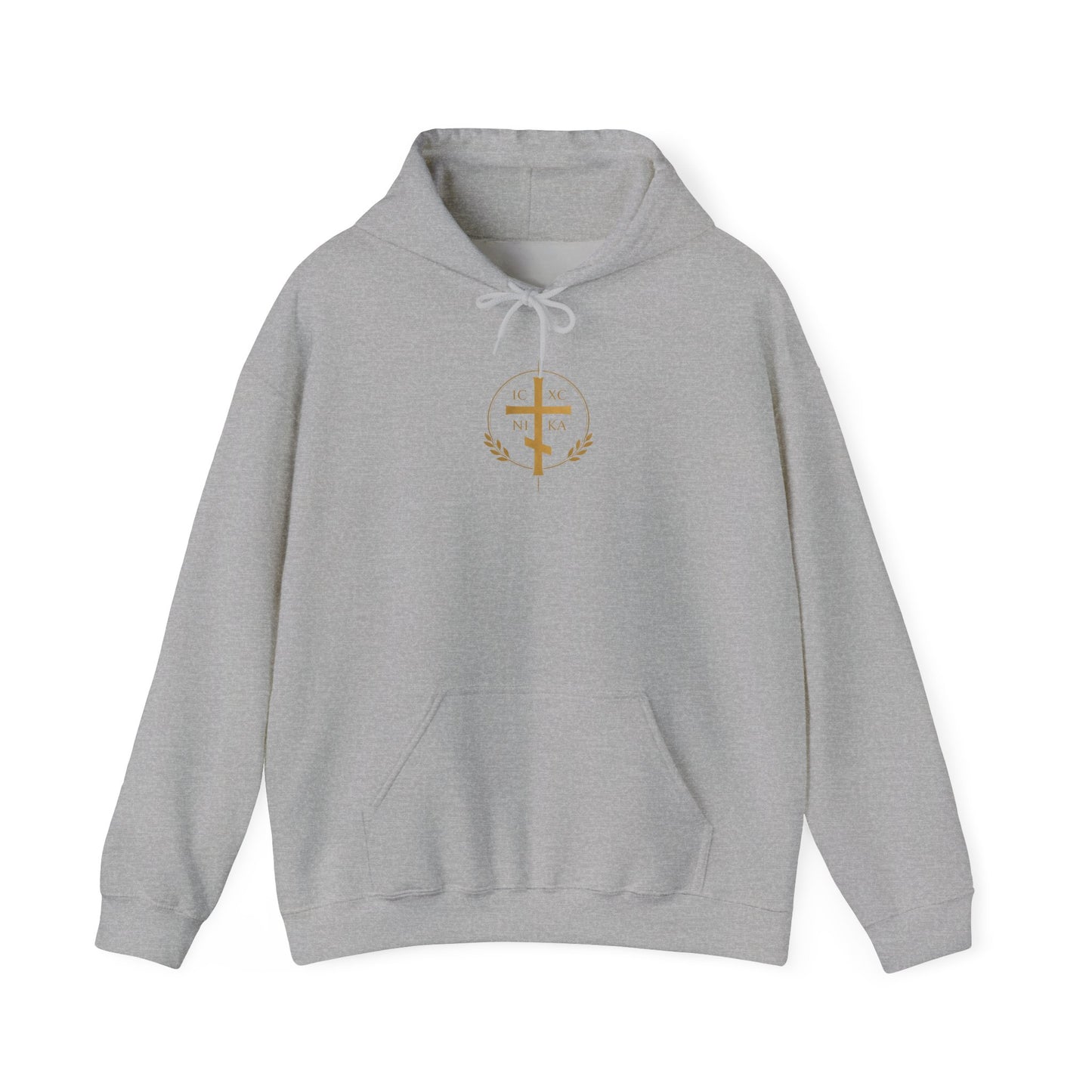 Faith Cross Hoodie — Gold Christian Crest Pullover