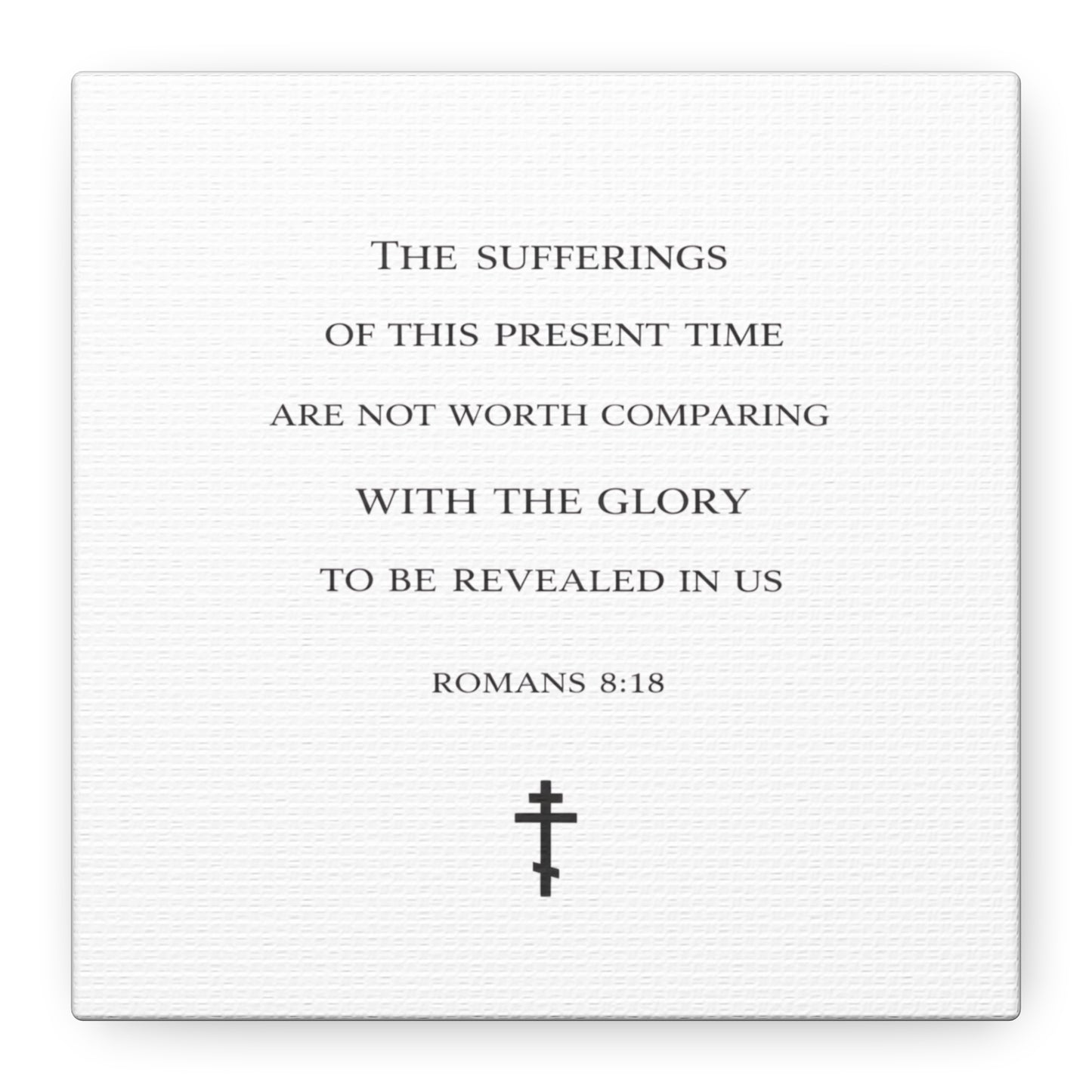 Canvas Wall Art — Romans 8:18 Scripture Quote with Cross