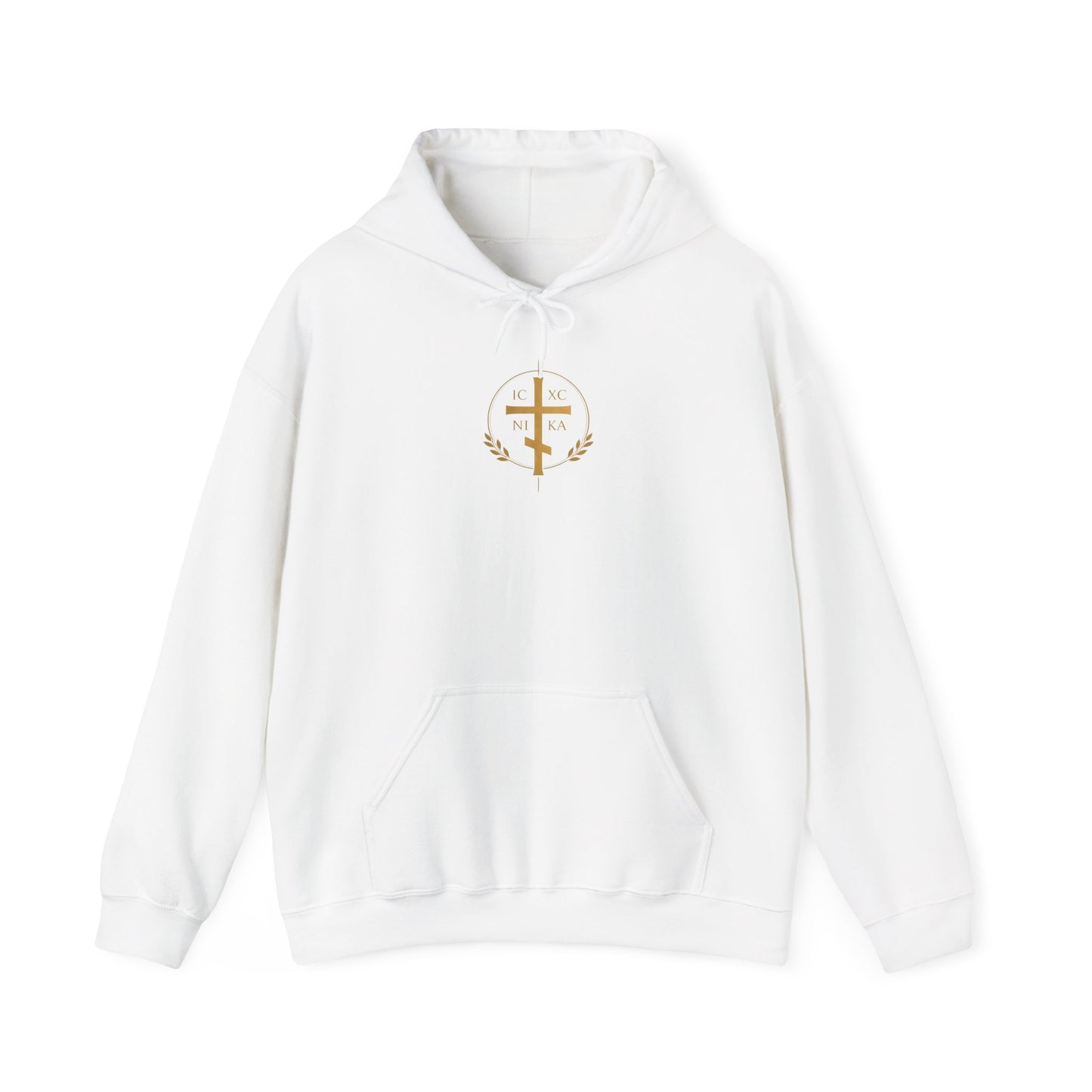 Faith Cross Hoodie — Gold Christian Crest Pullover