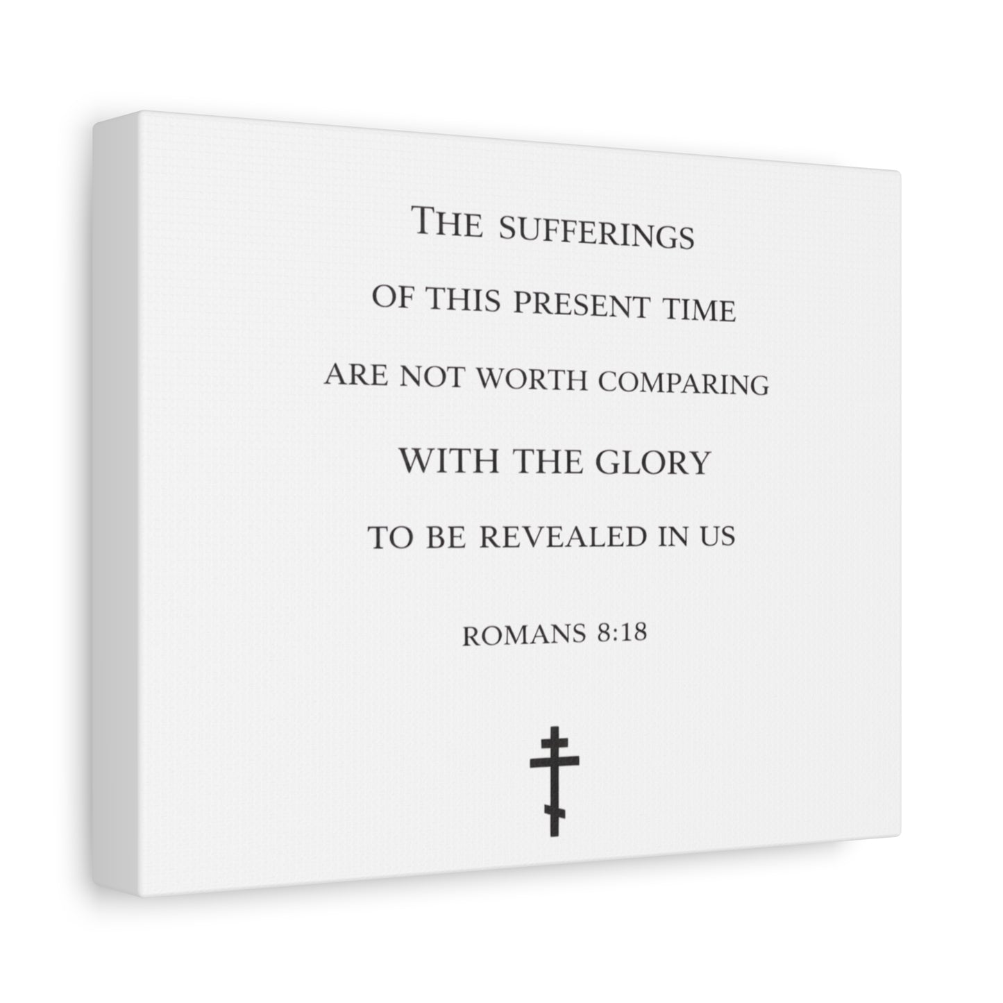 Canvas Wall Art — Romans 8:18 Scripture Quote with Cross