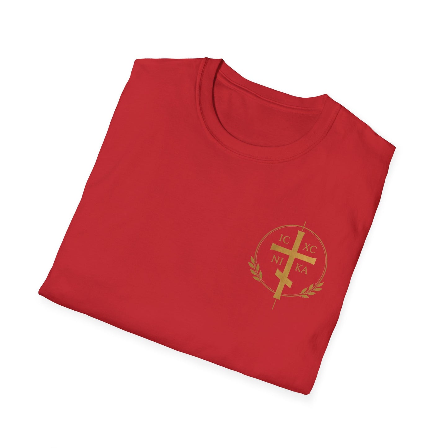 Christian Stained Glass Cross T-Shirt — "I Am the Alpha and the Omega"