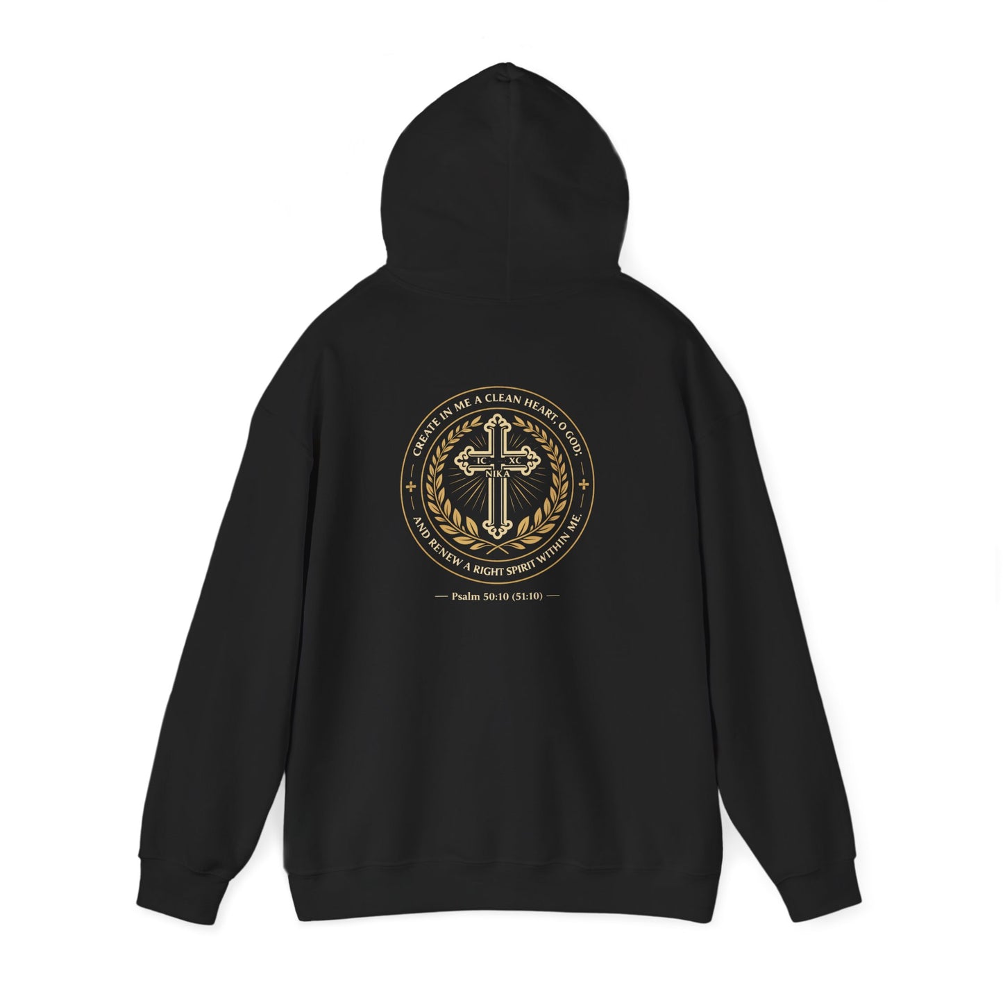 Christian Cross & Eagle Hoodie — Faith-Based Gold Emblem Sweatshirt