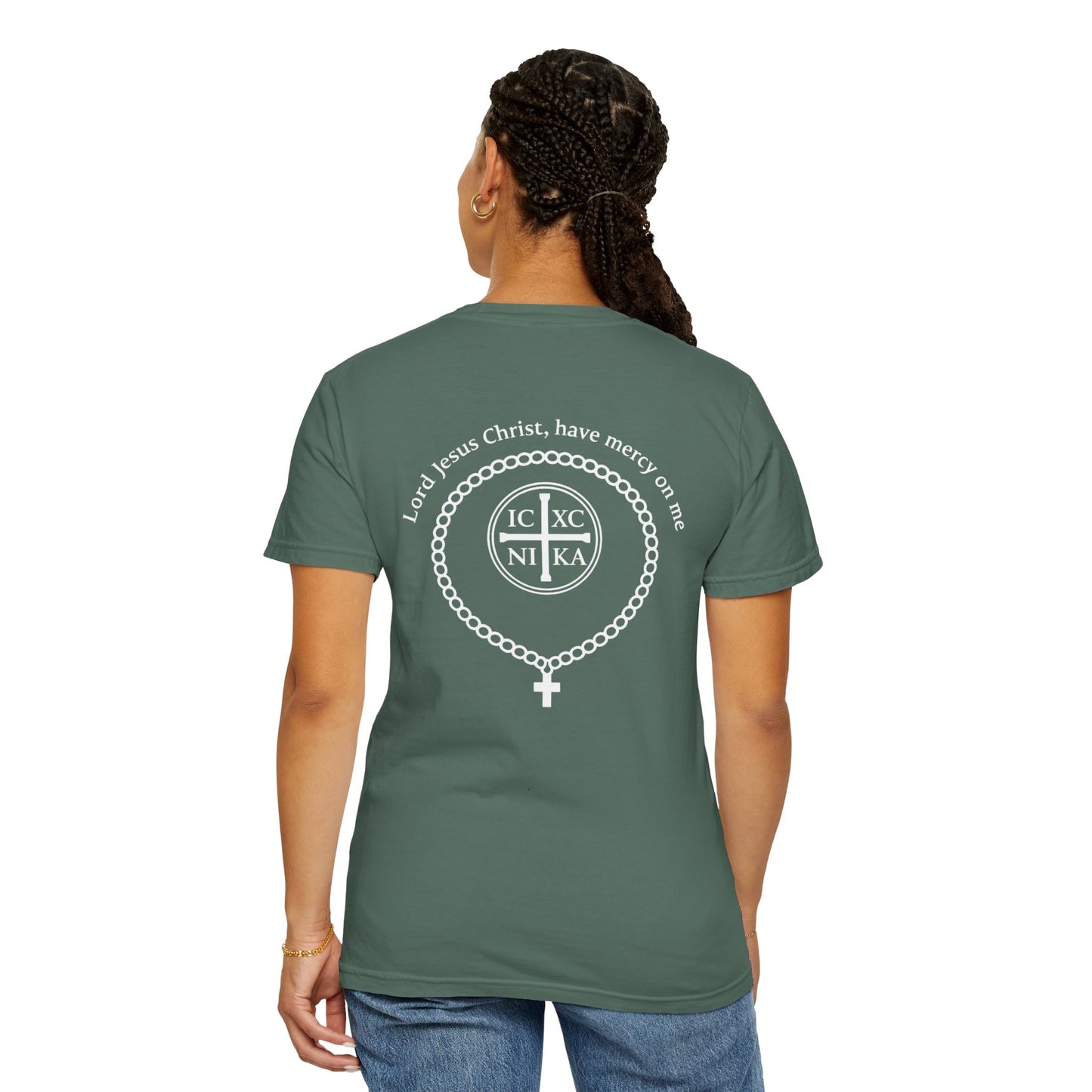 Christian T-Shirt — "I Can Do All Things Through Christ" Philippians 4:13 Cross Laurel Design