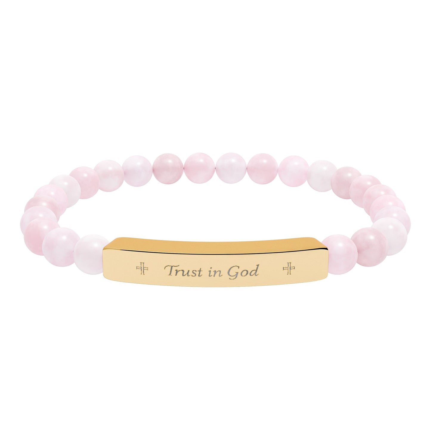 Engraved Natural Stone Bar Bracelet – Personalized Stretch Beaded Bracelet