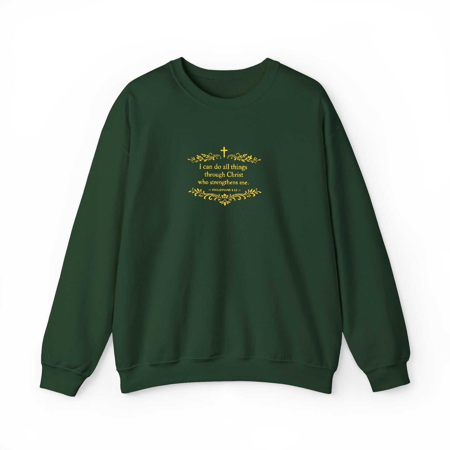 Cozy Floral Script Crewneck Sweatshirt — "Don't Worry Be Happy" Chest Design