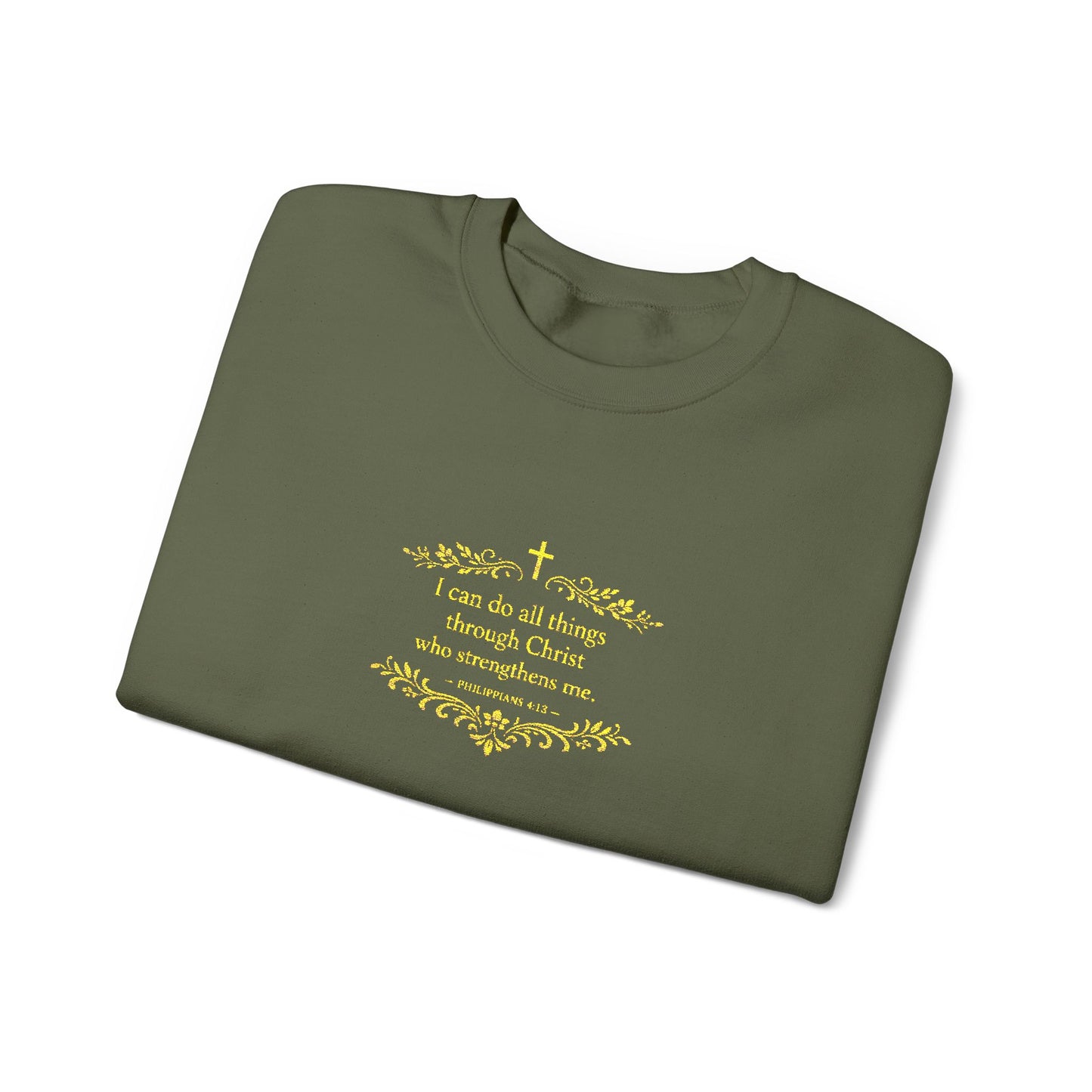 Cozy Floral Script Crewneck Sweatshirt — "Don't Worry Be Happy" Chest Design