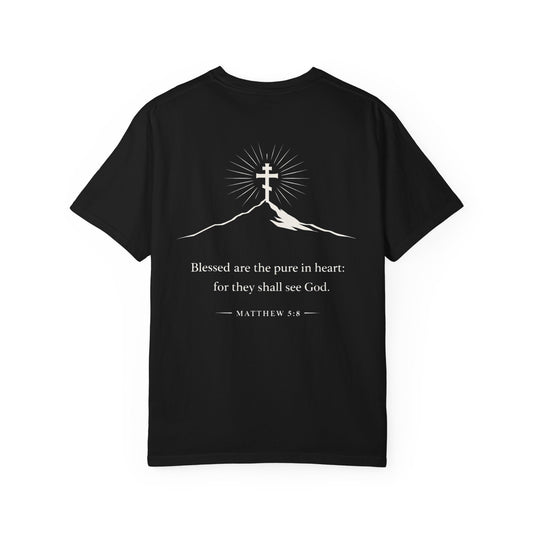 Christian Cross T-Shirt — "Blessed are the pure in heart" Matthew 5:8