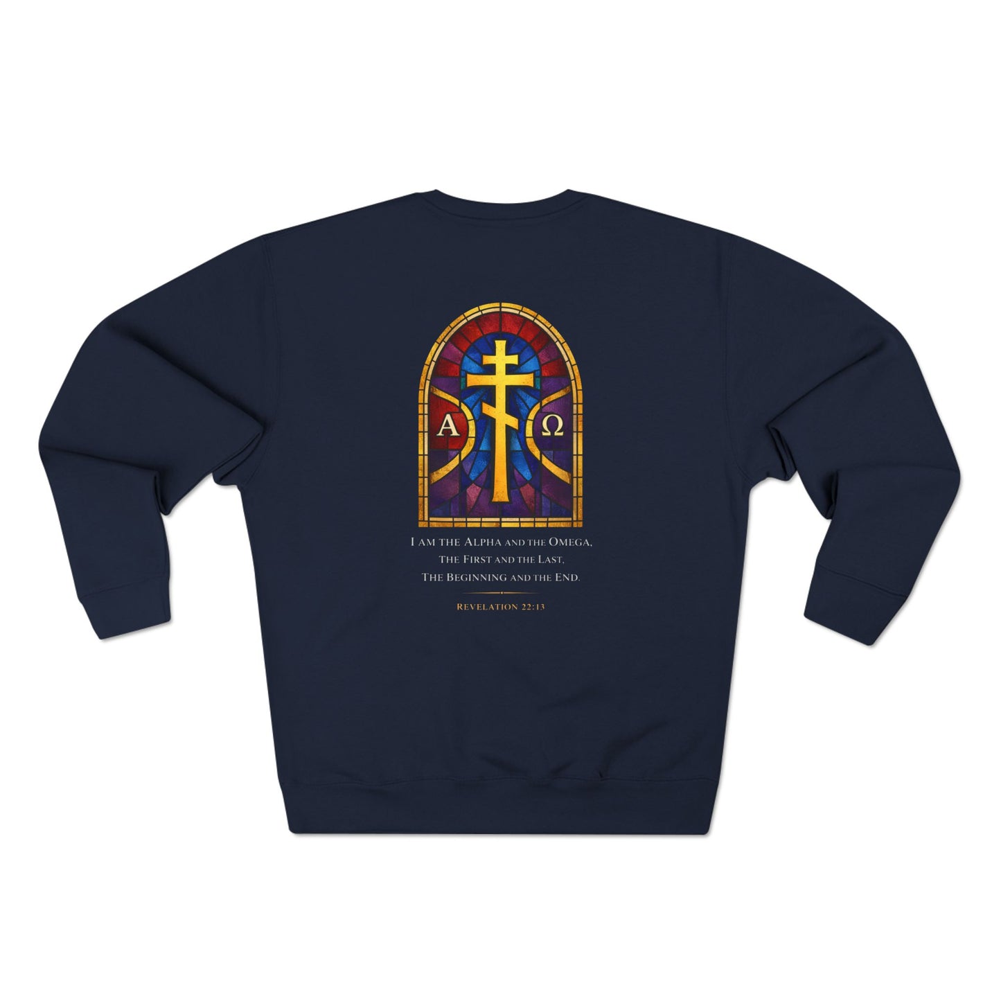 Orthodox Cross Crewneck Sweatshirt — Byzantine Icon Chest & Back Design