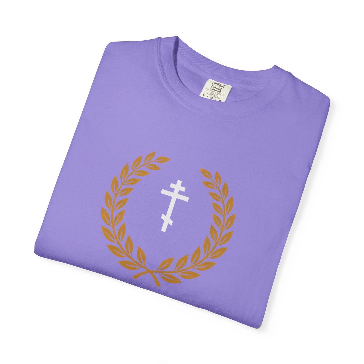 Christian T-Shirt — "I Can Do All Things Through Christ" Philippians 4:13 Cross Laurel Design