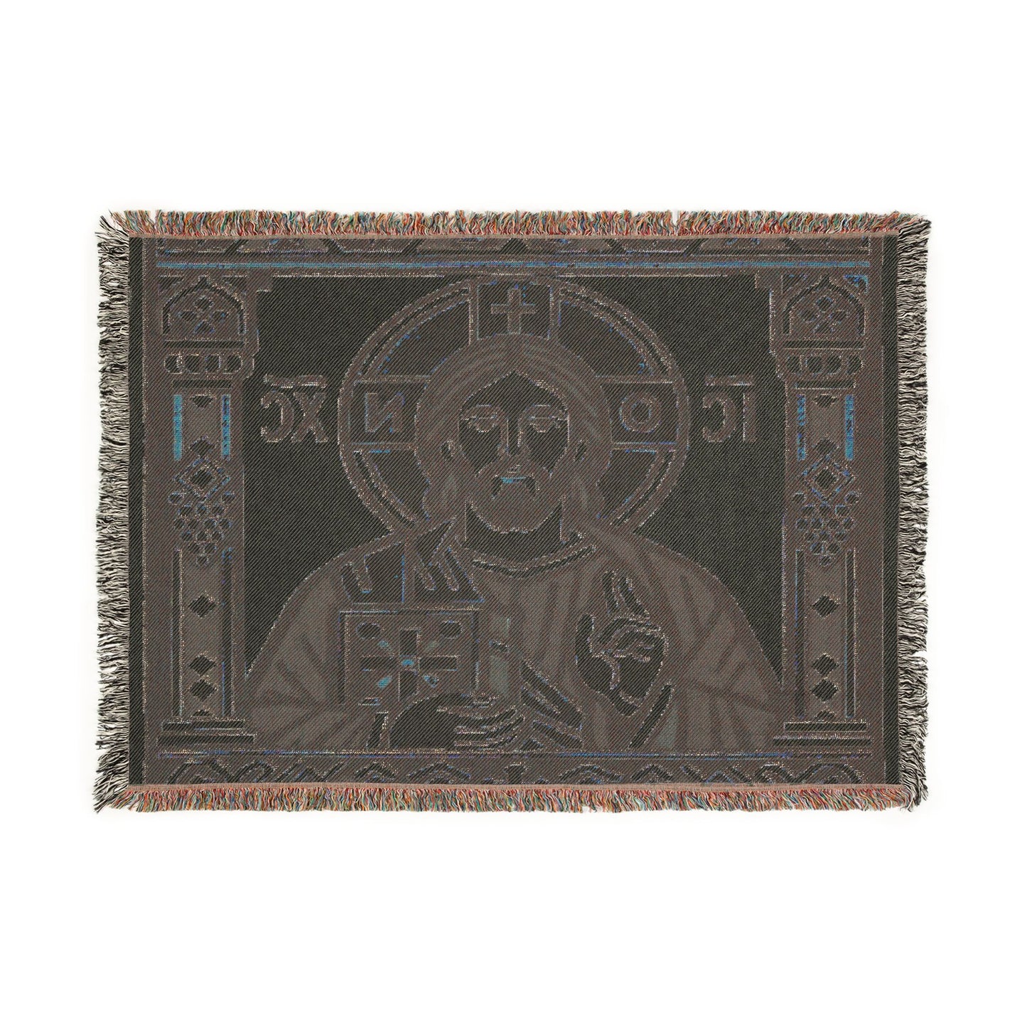 Jesus Icon Woven Blanket — Religious Decorative Throw for Home & Church