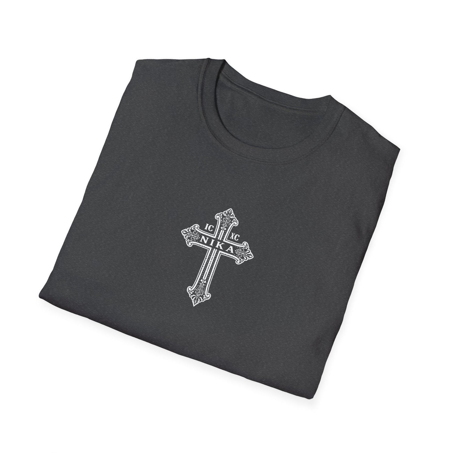 Christian Cross T-Shirt — Isaiah 41:10 Faith Prayer Tee (Front Small Cross, Back Scripture Emblem)