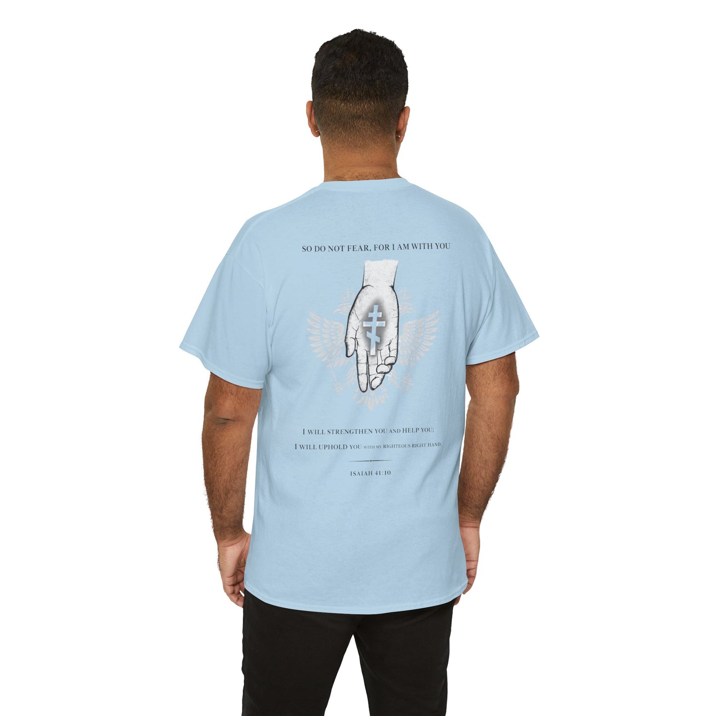 Christian Cross Wings T‑Shirt — Faith Graphic Tee with Prayer Hands