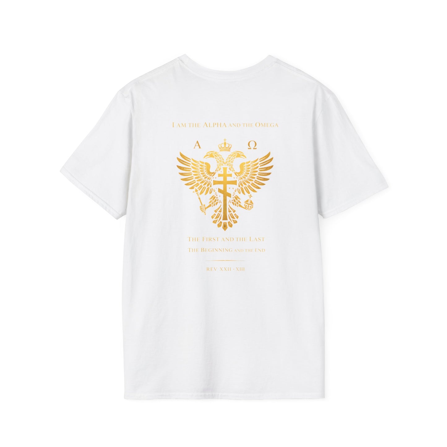 Christian Cross Wings T-Shirt — Gold Faith Graphic Tee