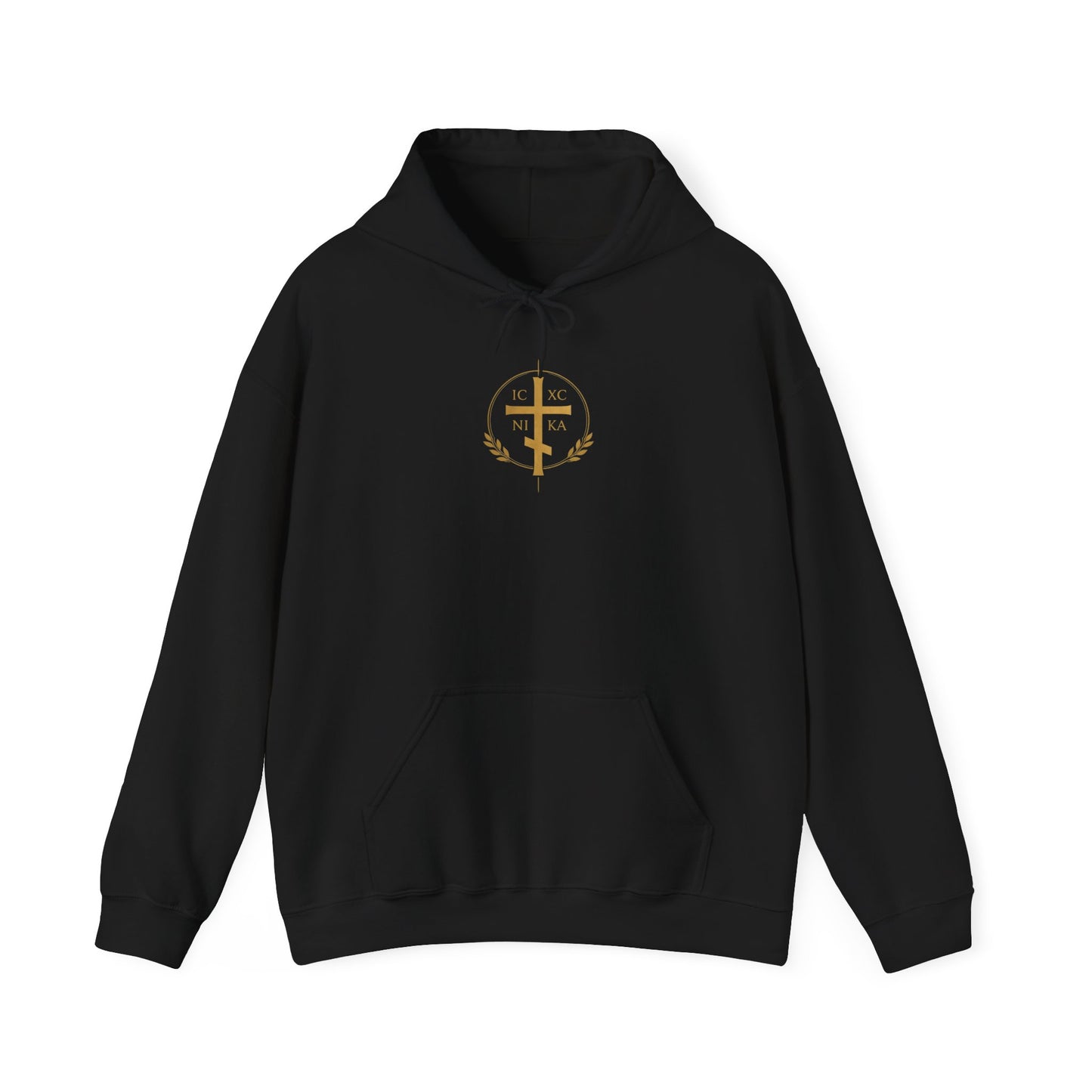 Faith Cross Hoodie — Gold Christian Crest Pullover