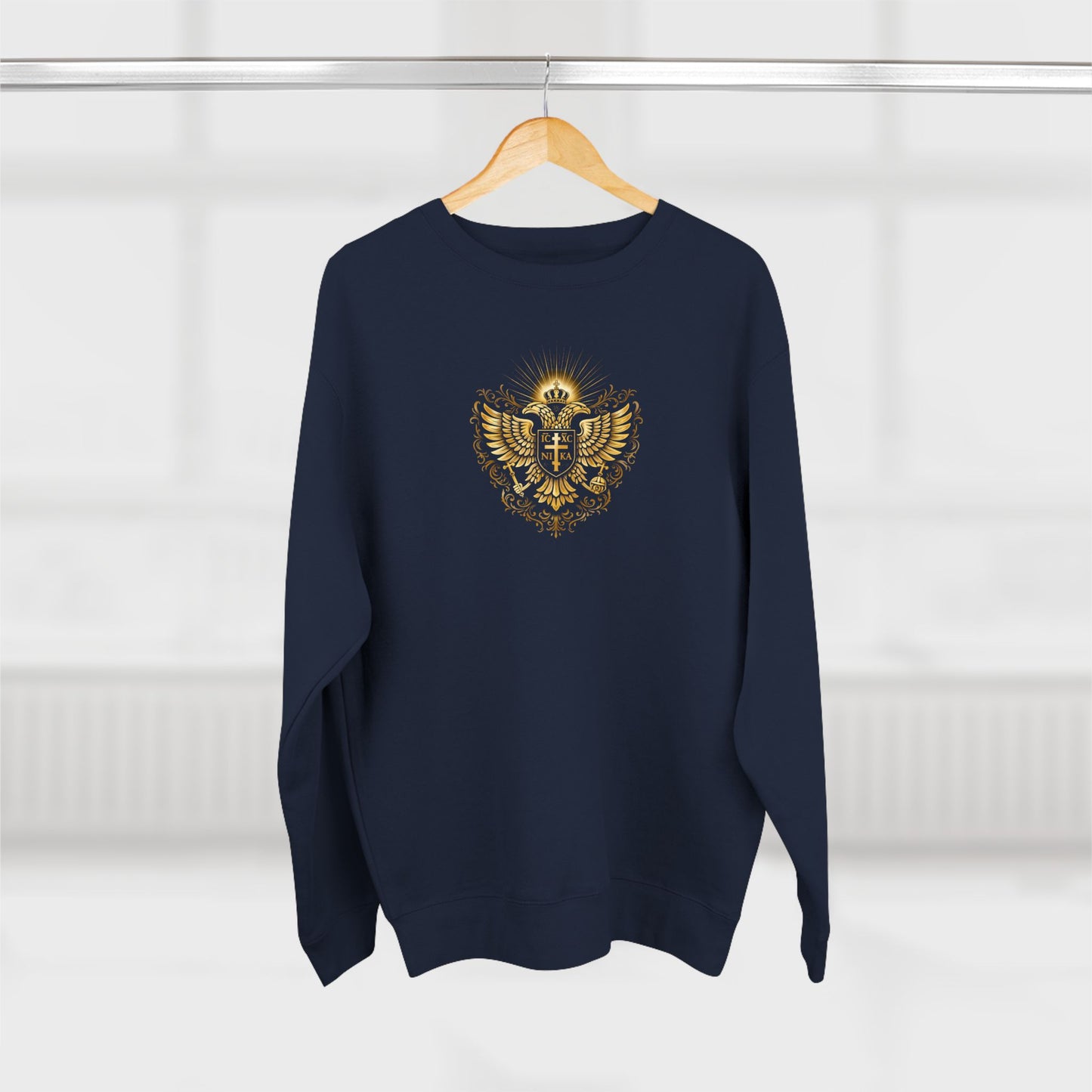 Orthodox Cross Crewneck Sweatshirt — Byzantine Icon Chest & Back Design