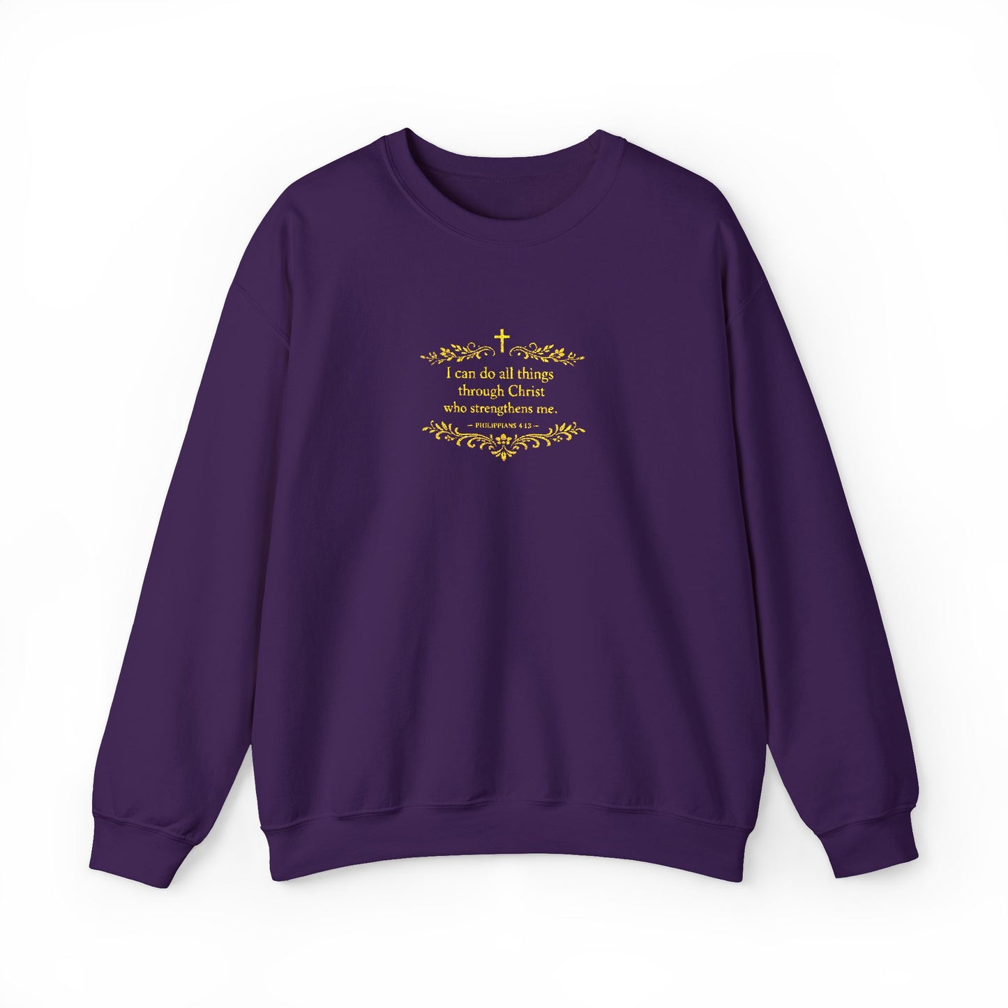 Cozy Floral Script Crewneck Sweatshirt — "Don't Worry Be Happy" Chest Design