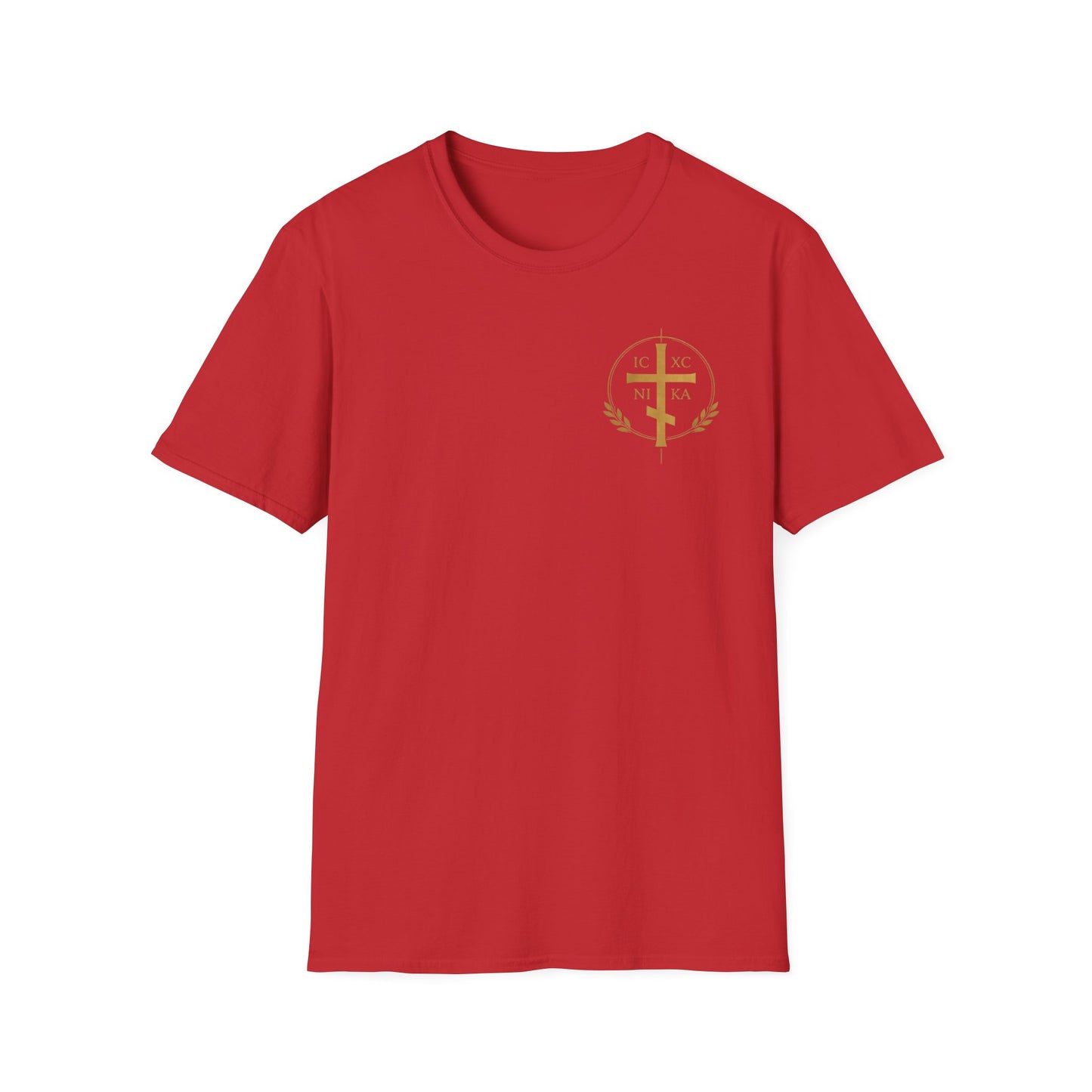 Christian Stained Glass Cross T-Shirt — "I Am the Alpha and the Omega"